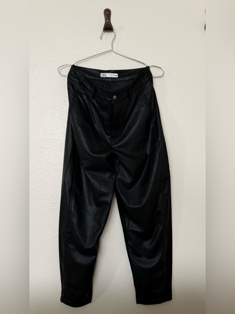 Zara Black Faux Leather Pants Size S